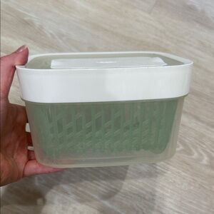 Oxo White Lid with Sage Green Inner Basket Produce Keeper